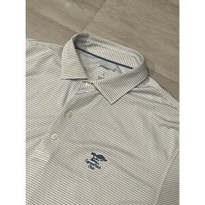 Men's Johnnie-O Embroidered Performance Short Sleeve Striped Shirt L